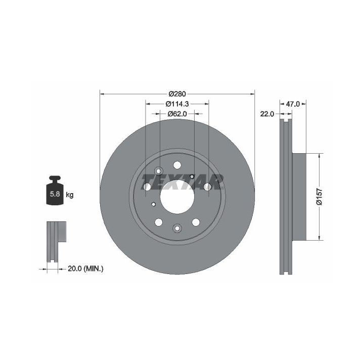 Stabdžių diskas TEXTAR 92156600