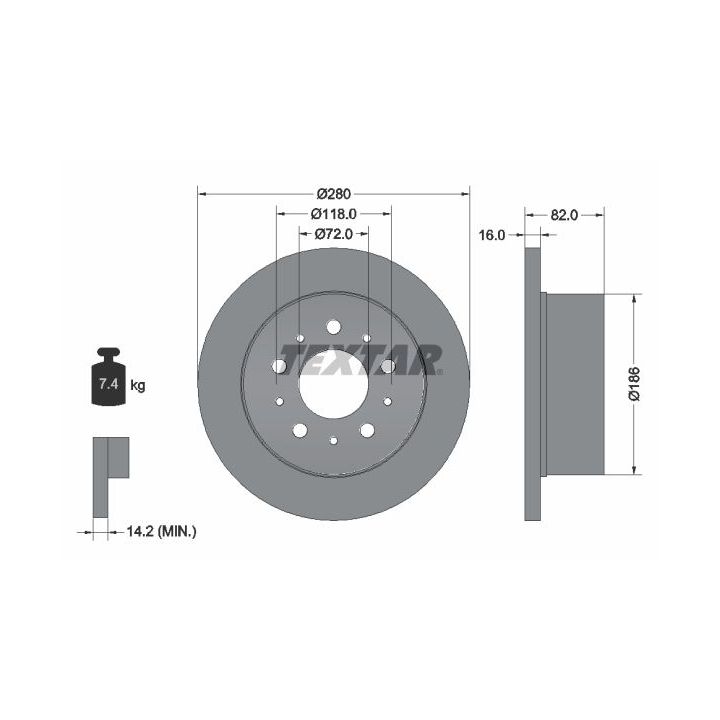 Stabdžių diskas TEXTAR 92157403