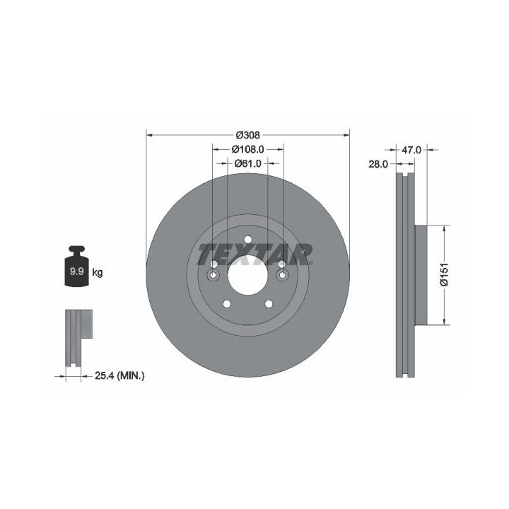 Stabdžių diskas TEXTAR 92157700
