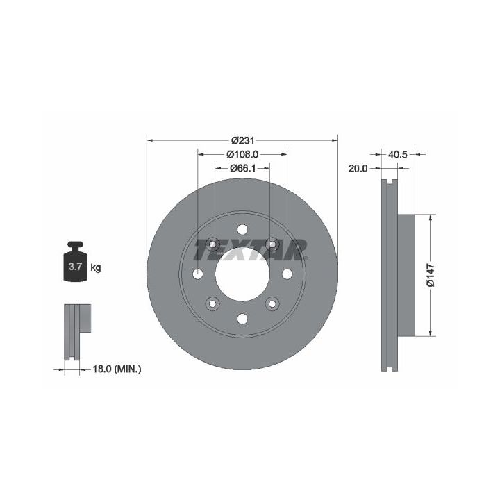 Stabdžių diskas TEXTAR 92158900