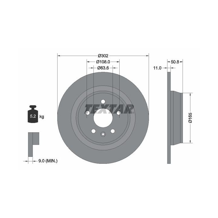 Stabdžių diskas TEXTAR 92159303
