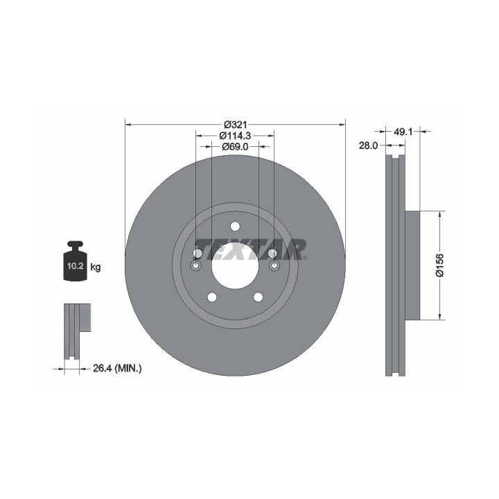 Stabdžių diskas TEXTAR 92166005