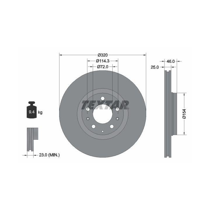 Stabdžių diskas TEXTAR 92166300