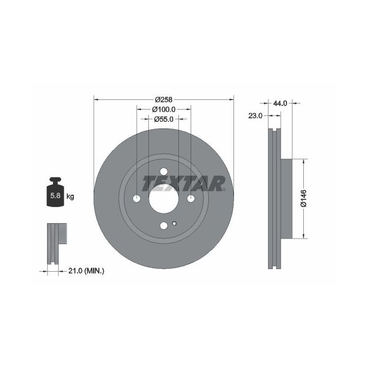 Stabdžių diskas TEXTAR 92166805