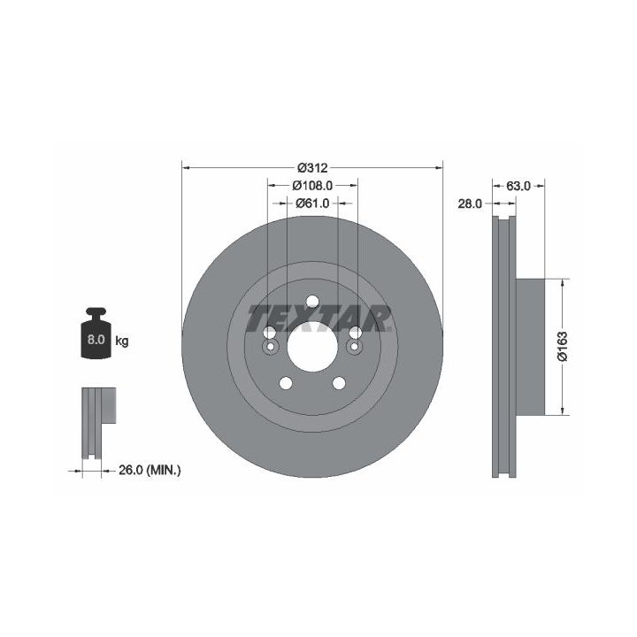 Stabdžių diskas TEXTAR 92167703
