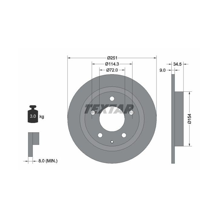 Stabdžių diskas TEXTAR 92169300