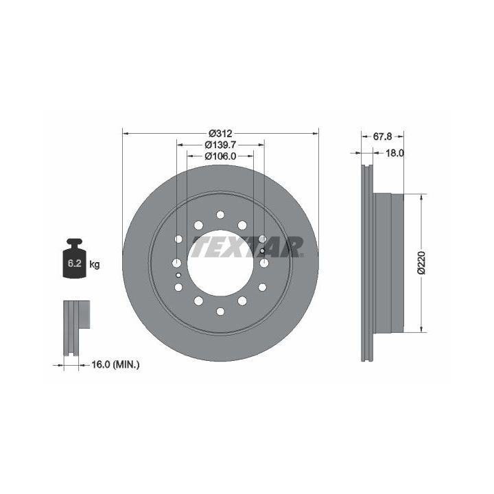 Stabdžių diskas TEXTAR 92170103