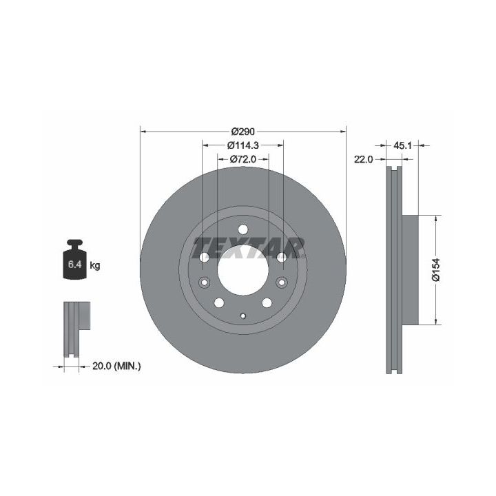 Stabdžių diskas TEXTAR 92175603