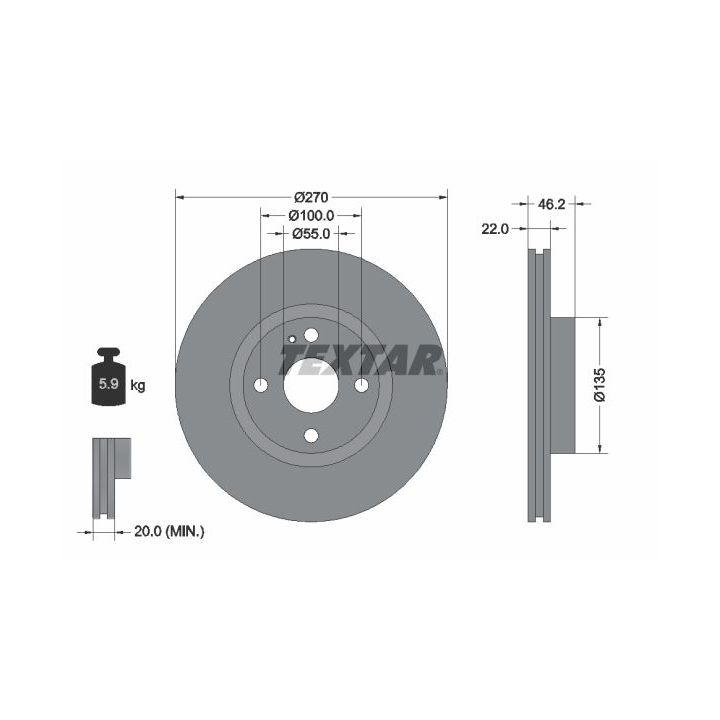 Stabdžių diskas TEXTAR 92175903
