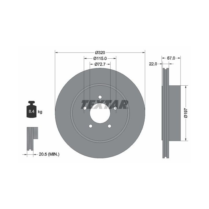 Stabdžių diskas TEXTAR 92177205