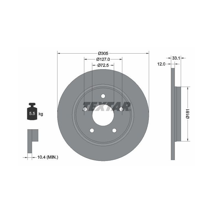 Stabdžių diskas TEXTAR 92181005