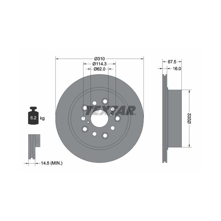 Stabdžių diskas TEXTAR 92185703