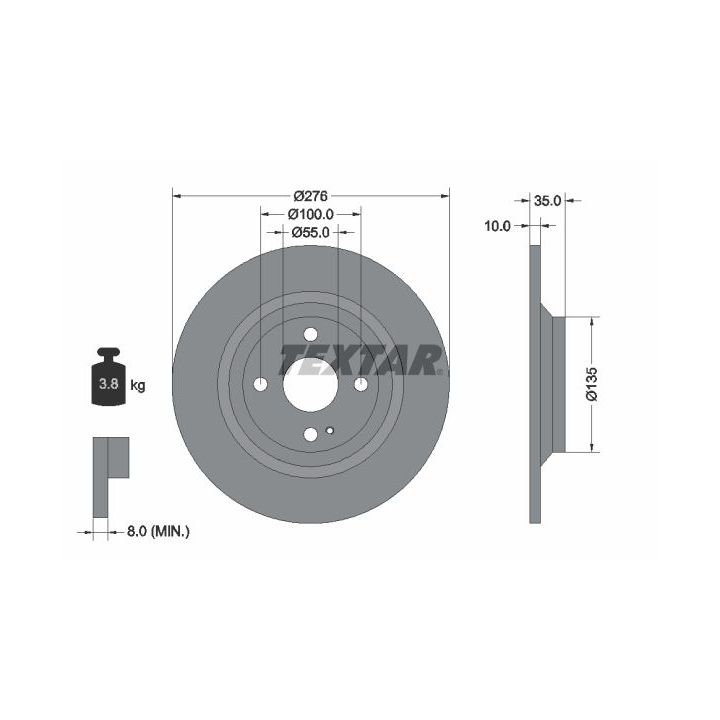 Stabdžių diskas TEXTAR 92188303