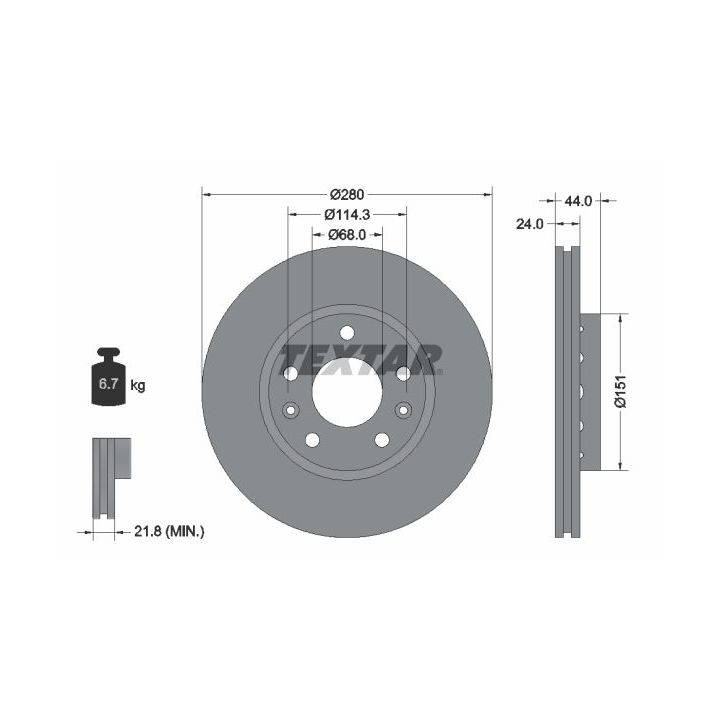Stabdžių diskas TEXTAR 92195505