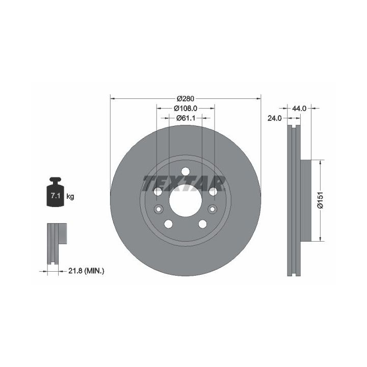 Stabdžių diskas TEXTAR 92196803