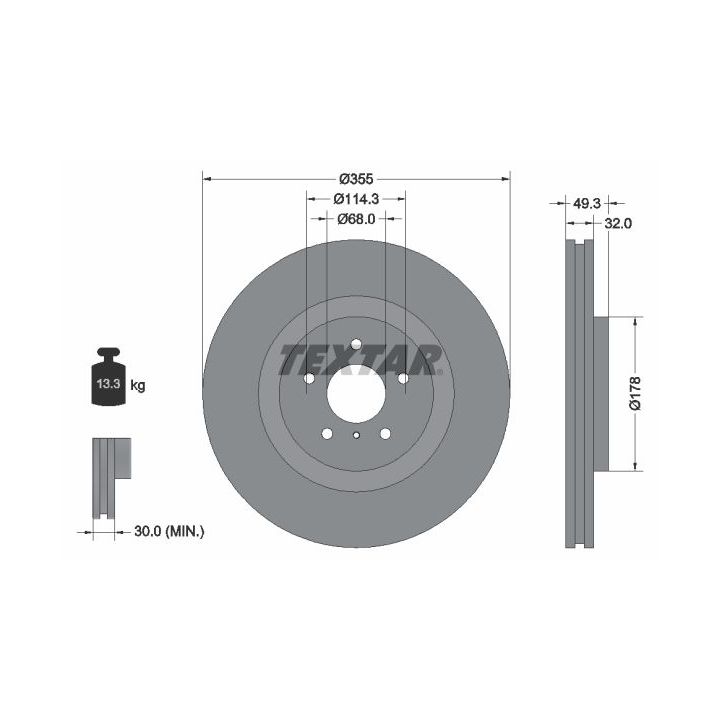 Stabdžių diskas TEXTAR 92199105