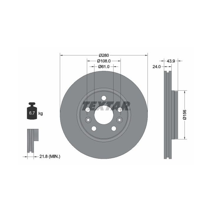Stabdžių diskas TEXTAR 92202403
