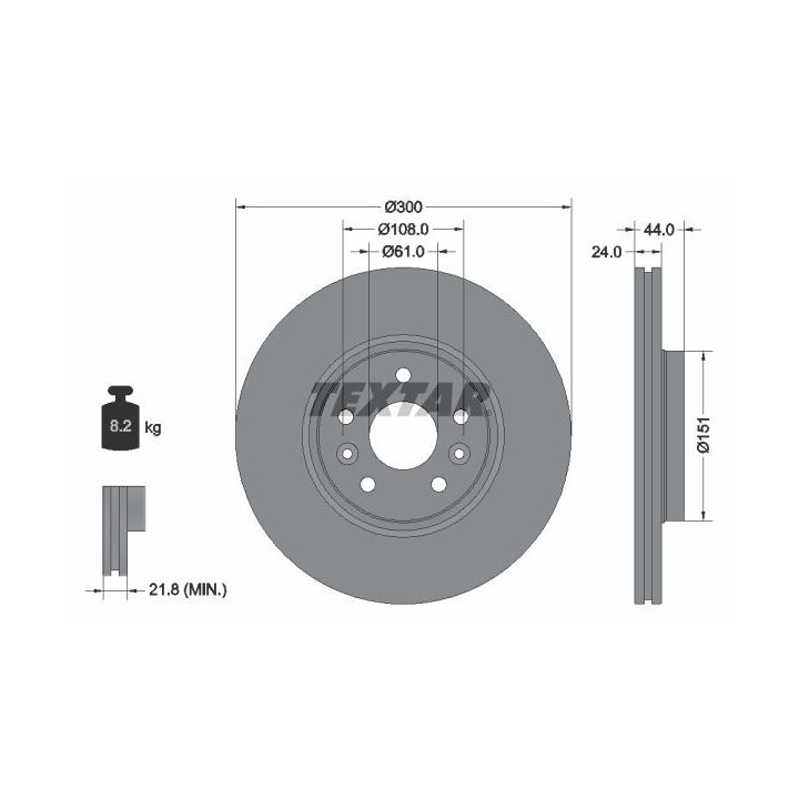 Stabdžių diskas TEXTAR 92202803