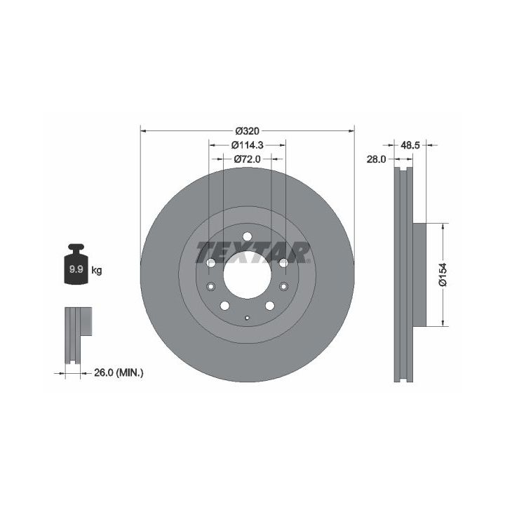 Stabdžių diskas TEXTAR 92203403