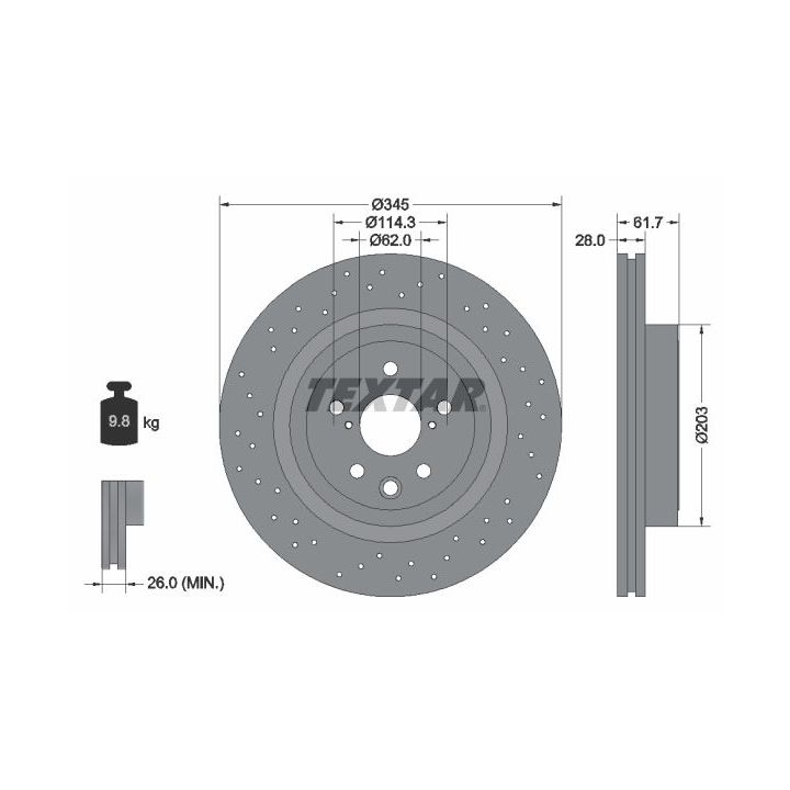 Stabdžių diskas TEXTAR 92204203