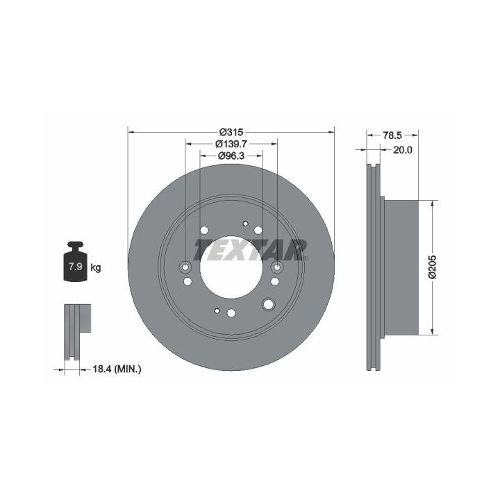 Stabdžių diskas TEXTAR 92205000