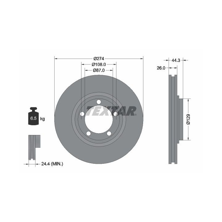 Stabdžių diskas TEXTAR 92221800
