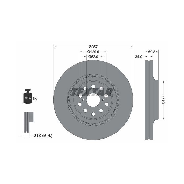 Stabdžių diskas TEXTAR 92224303