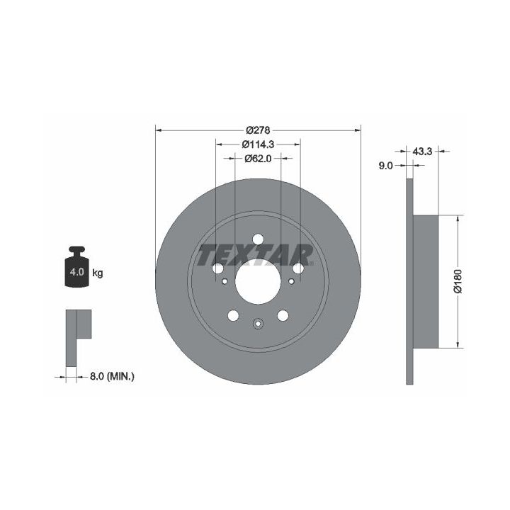 Stabdžių diskas TEXTAR 92225303