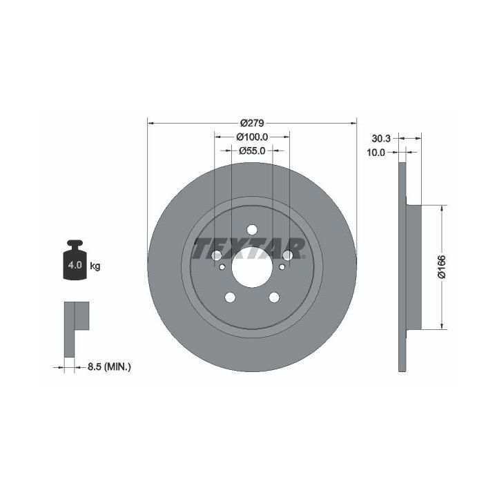 Stabdžių diskas TEXTAR 92228303