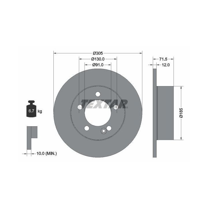 Stabdžių diskas TEXTAR 92228800