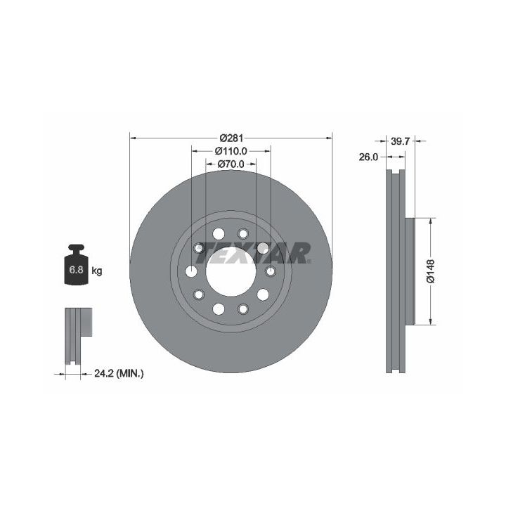 Stabdžių diskas TEXTAR 92230103