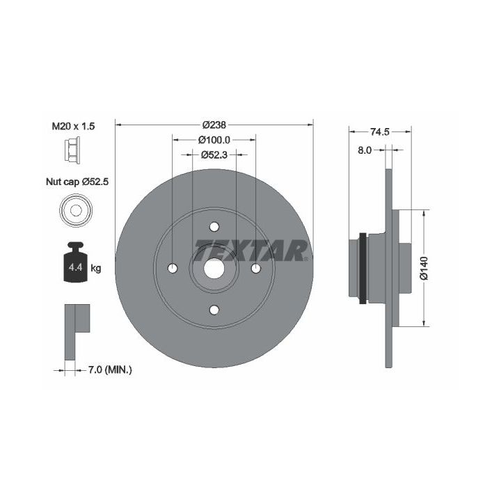 Stabdžių diskas TEXTAR 92231703