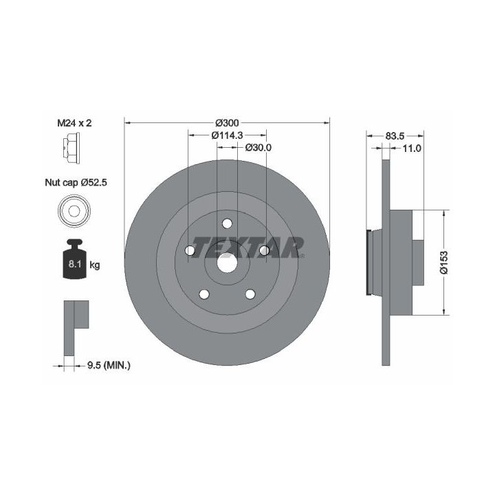 Stabdžių diskas TEXTAR 92233103