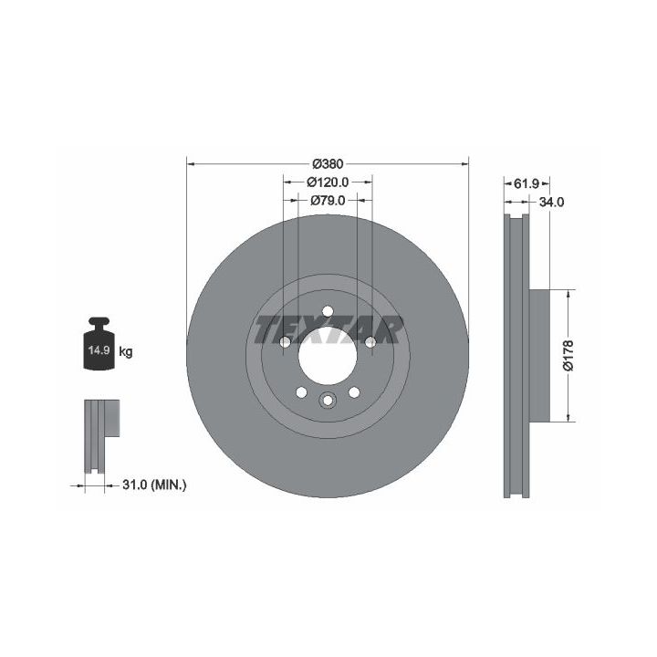 Stabdžių diskas TEXTAR 92235605