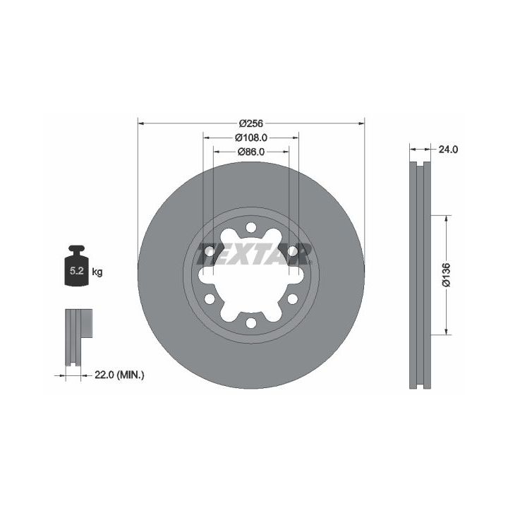 Stabdžių diskas TEXTAR 92236300