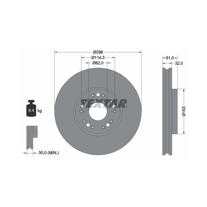 Stabdžių diskas TEXTAR 92237503