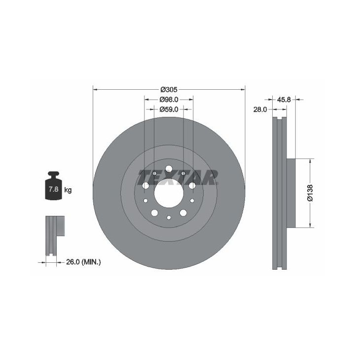Stabdžių diskas TEXTAR 92237603