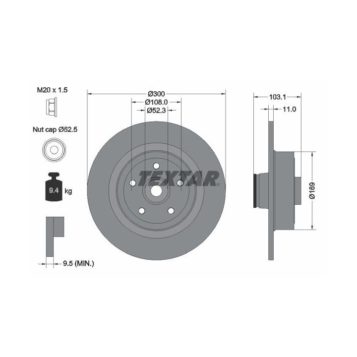 Stabdžių diskas TEXTAR 92239603