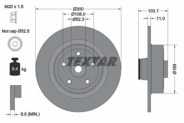 Stabdžių diskas TEXTAR 92239603