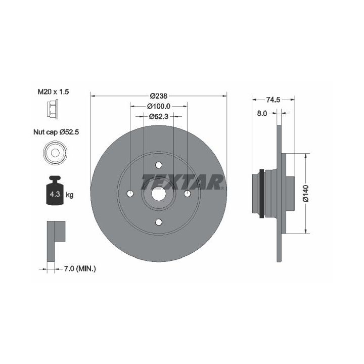 Stabdžių diskas TEXTAR 92242103