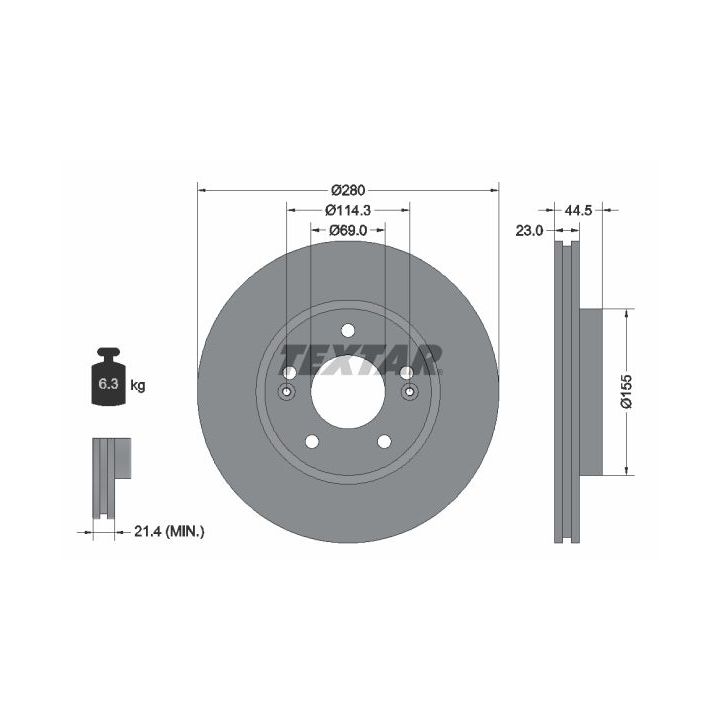 Stabdžių diskas TEXTAR 92243103