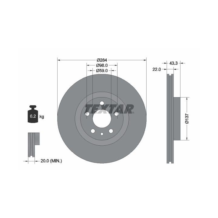 Stabdžių diskas TEXTAR 92252803