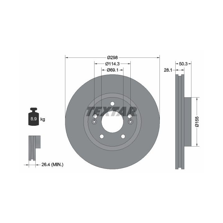Stabdžių diskas TEXTAR 92253603