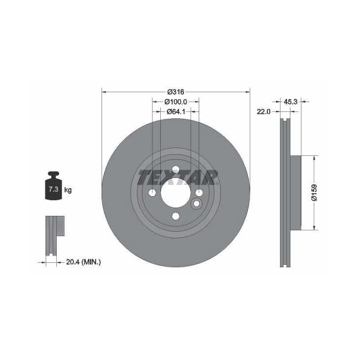 Stabdžių diskas TEXTAR 92255003