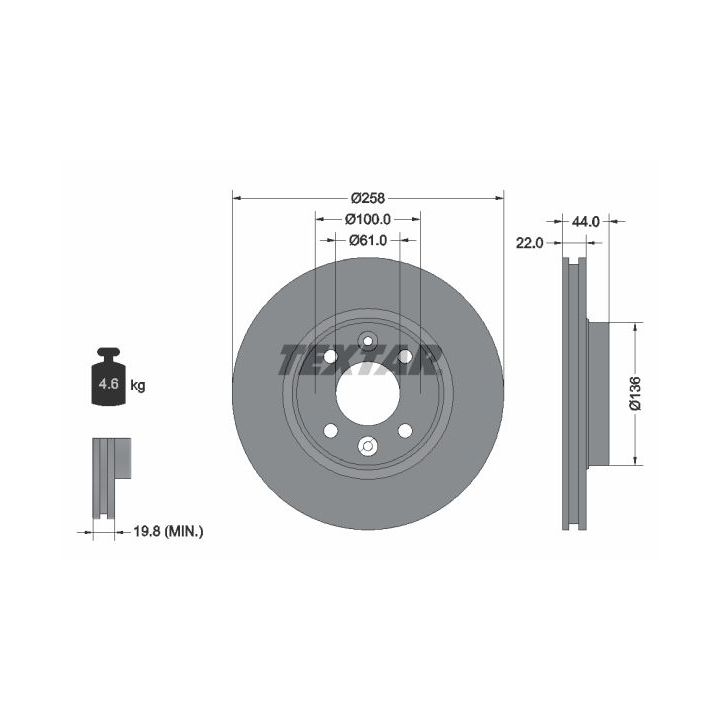 Stabdžių diskas TEXTAR 92255203