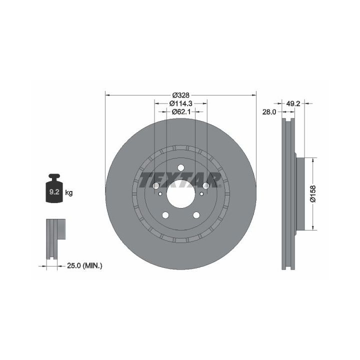 Stabdžių diskas TEXTAR 92259403