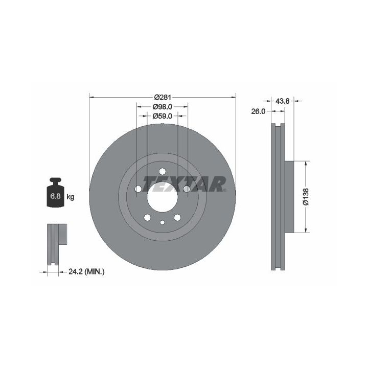 Stabdžių diskas TEXTAR 92261403