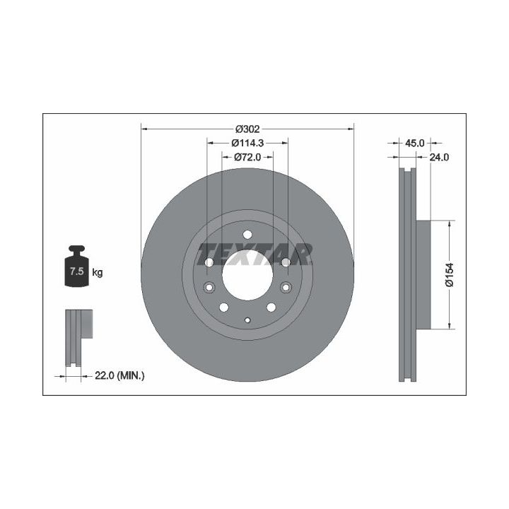 Stabdžių diskas TEXTAR 92261503