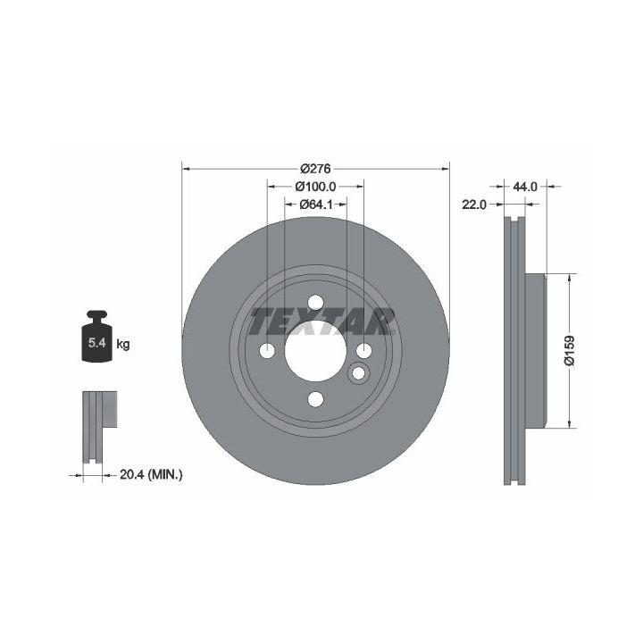 Stabdžių diskas TEXTAR 92262400