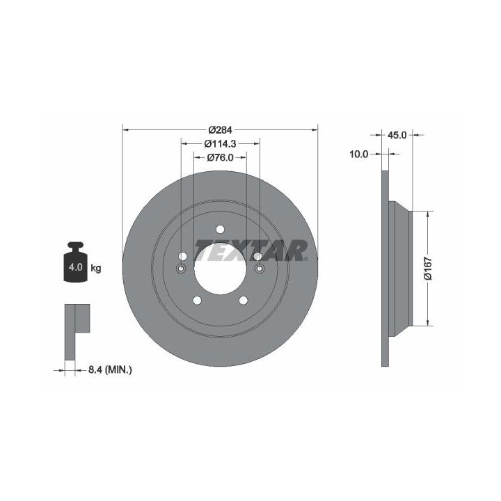 Stabdžių diskas TEXTAR 92267803